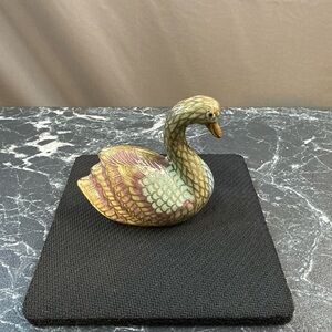 Miniature Cloisonné Swan Figurine  2.5"